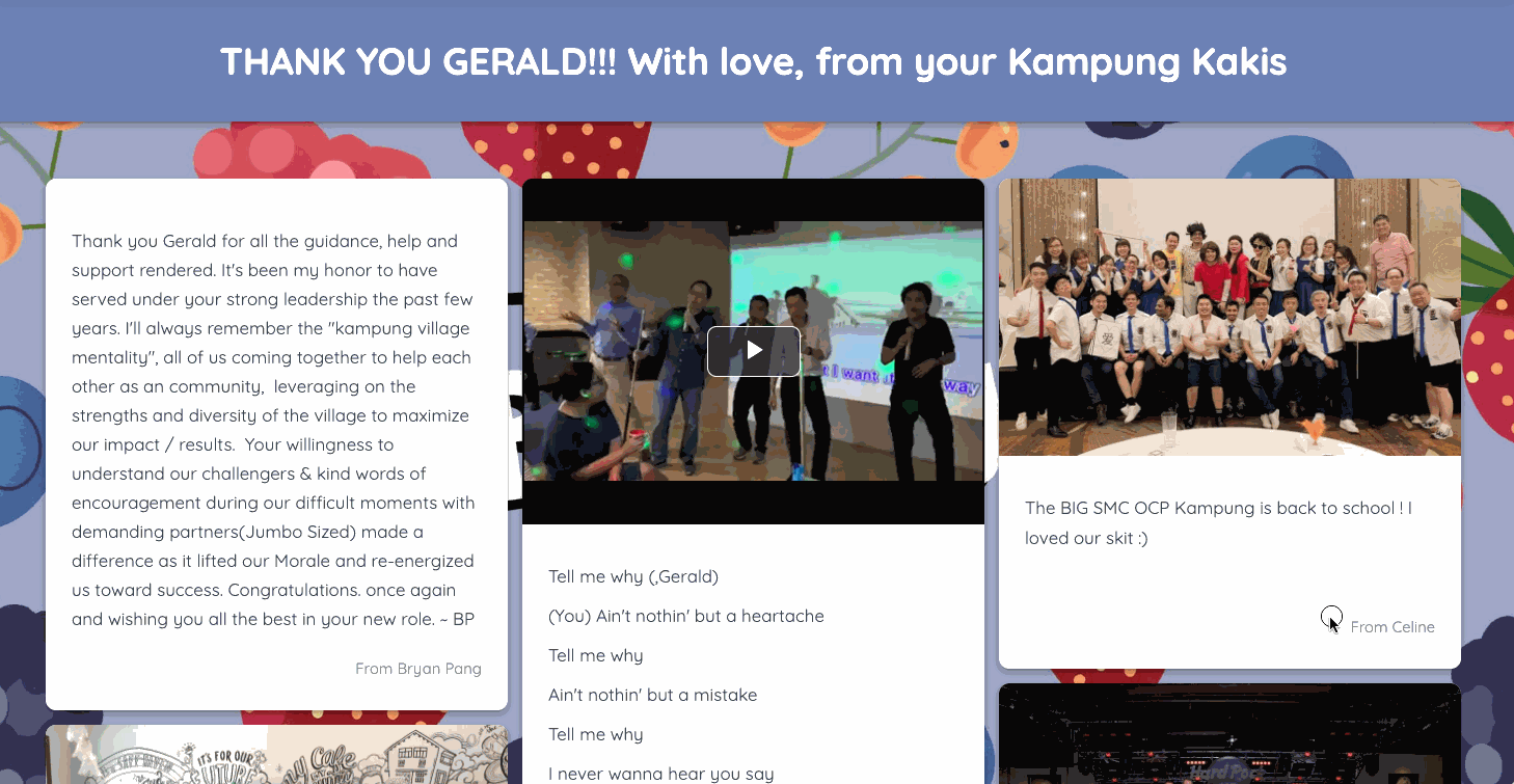 Thank you group card to a mentor filled with posts