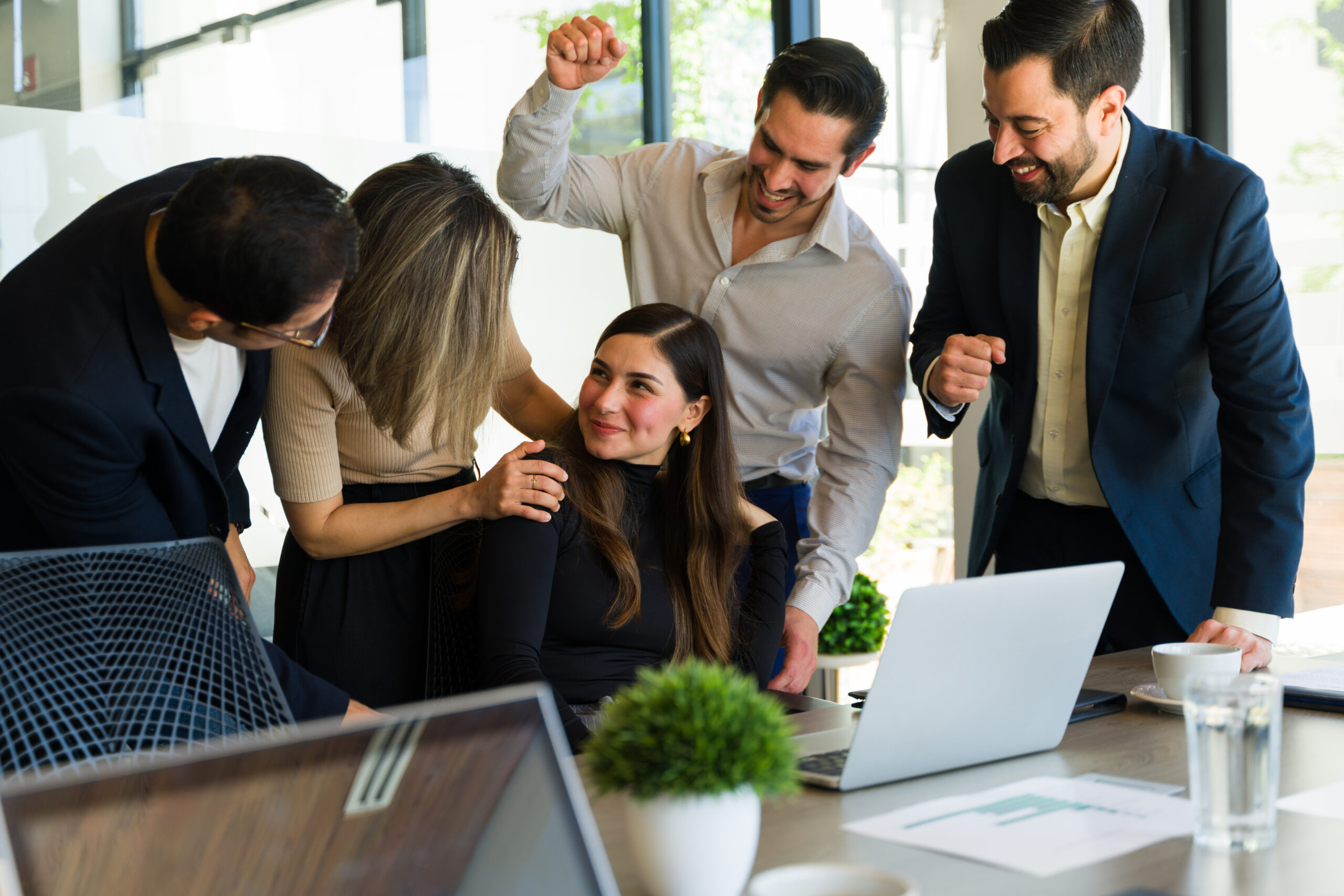 Employee being informally recognized by coworkers