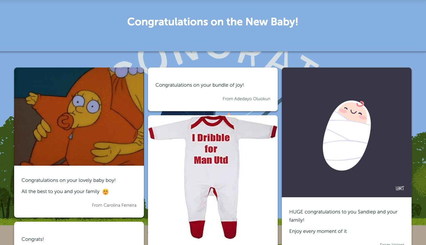 New baby eCard signed by a large group