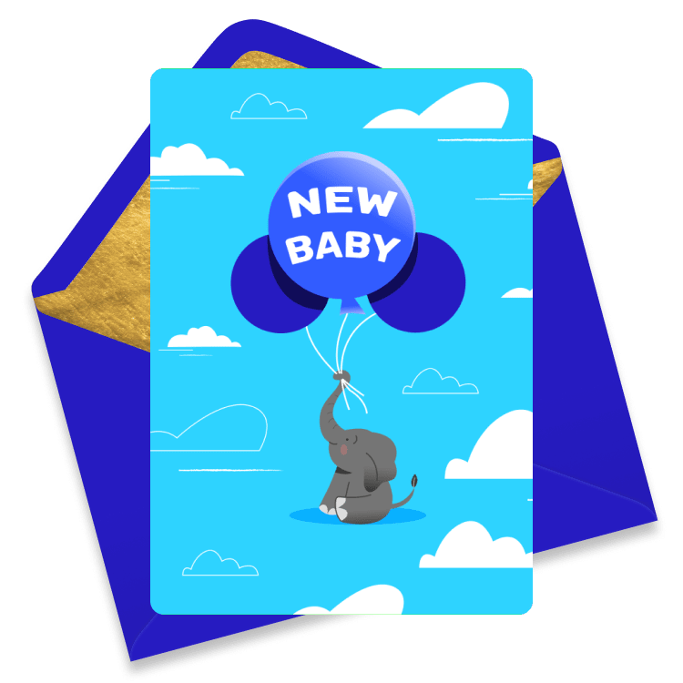 Elephant new baby ecard