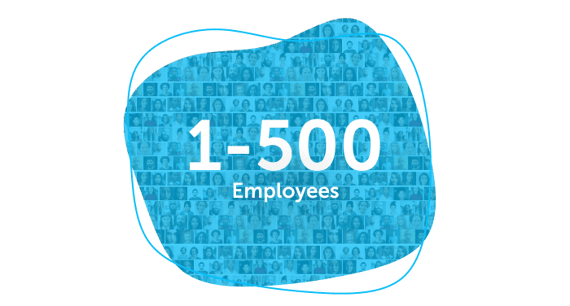 "1-500 Employees" text with profile photos in background