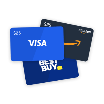 Examples of gift card reward options within Kudobboard's employee recognition software